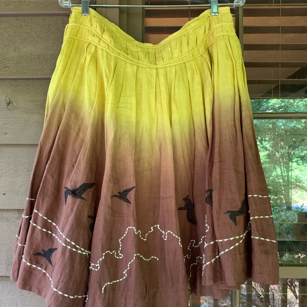 Anthropologie women linen skirt brand Lithe size 8